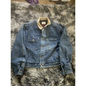 VTG Polo Ralph Lauren Jacket Men L Blue Denim Blanket Lined Corduroy Collar USA